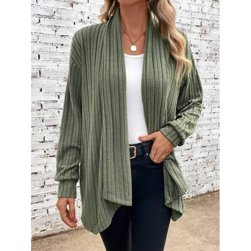 Damen Gestreifter Cardigan mit offenem Schnitt und langen Ärmeln EB