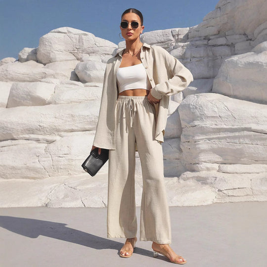 Damen Zweiteiler aus leichtem, atmungsaktivem Stoff mit elegantem Oversized-Schnitt EB