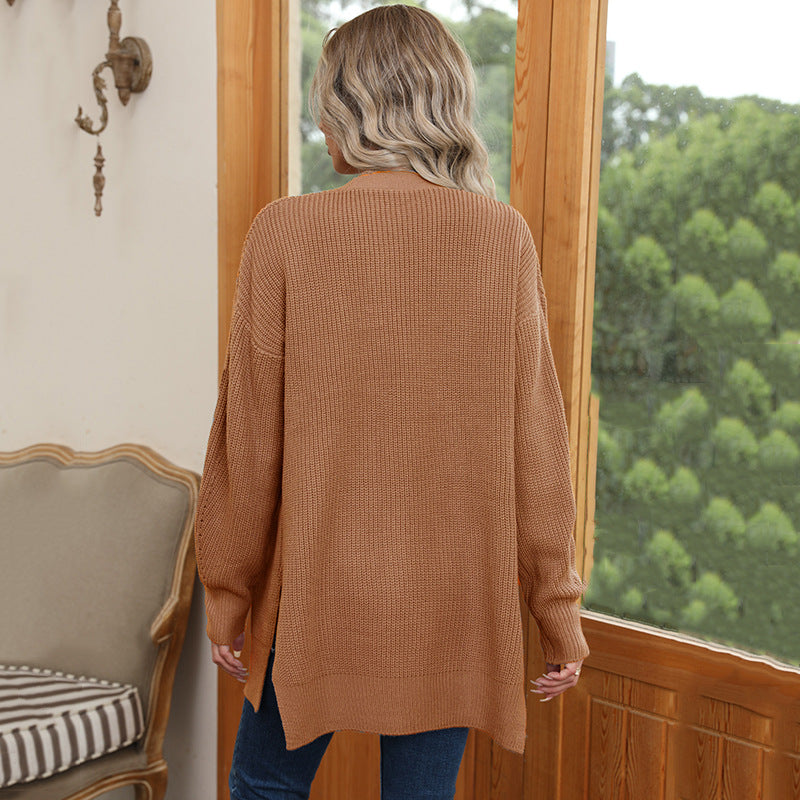 Damen Lässige Strickjacke mit länglichem Schnitt und feinen Details EB