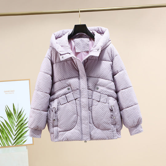 Damen Modische leichte Pufferjacke mit praktischen Taschen und Kapuze EB