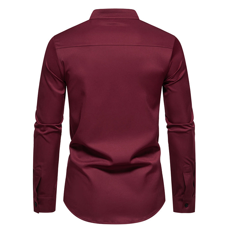 Herren modisches Langarmhemd mit schickem Farbblockdesign EB