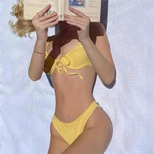Damen Triangel-Bikini mit verstellbaren Trägern und hochwertigem Rippmaterial EB