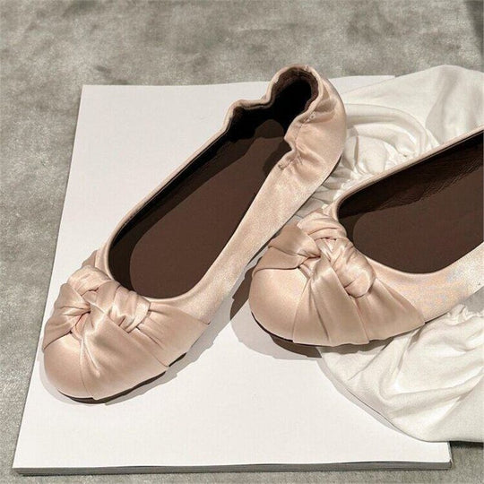 Damen elegante Ballerinas aus satinierter Textil-Oberfläche EB