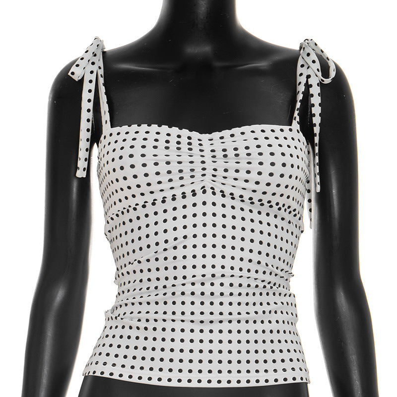 Damen Top mit niedlichem Punkte-Muster und verstellbaren Trägern EB