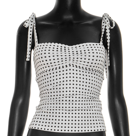 Damen Top mit niedlichem Punkte-Muster und verstellbaren Trägern EB
