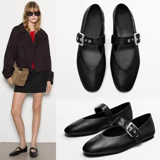 Damen elegante Mokassins mit modischer Schnallenverzierung EB