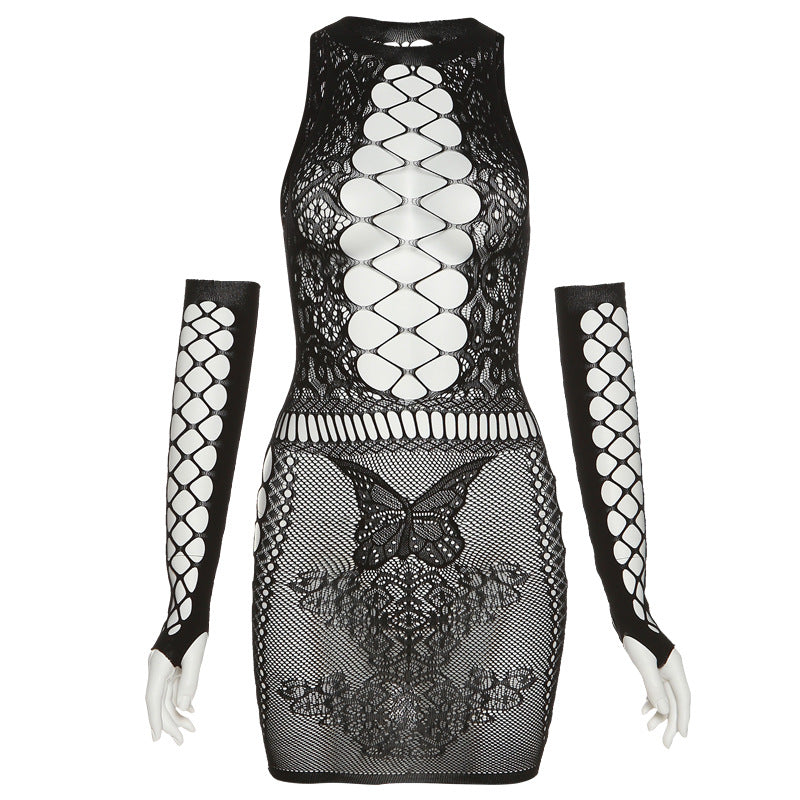 Damen Körperbetonendes Spitzenkleid EB