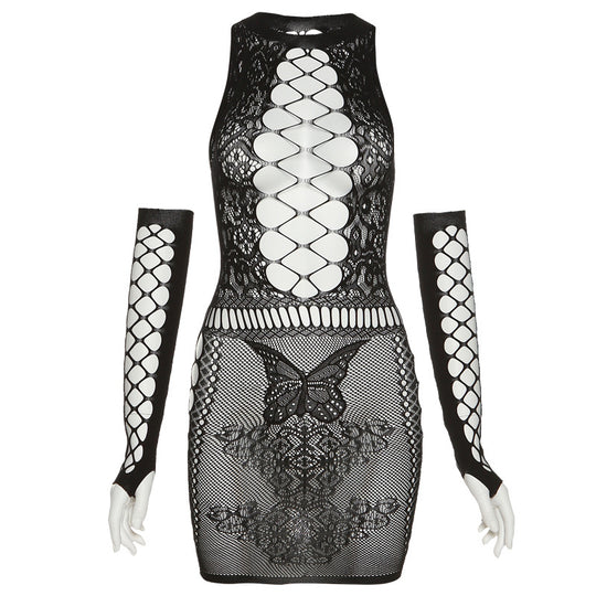 Damen Körperbetonendes Spitzenkleid EB