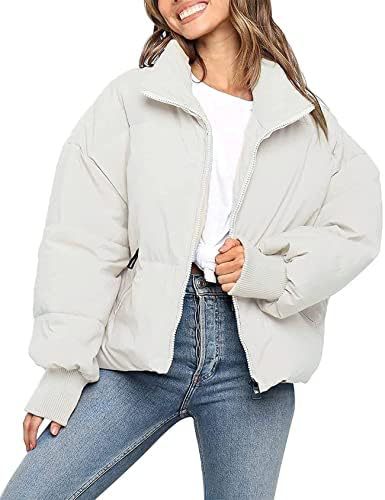 EB | Damen Casual Kurze Gepolsterte Pufferjacke mit Reißverschluss und Taschen