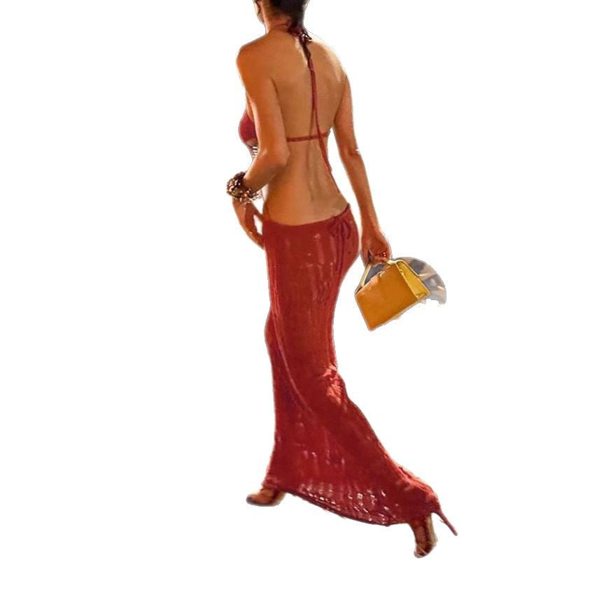 Damen Maxikleid mit raffiniertem Cut-Out-Design und zarten Trägern EB