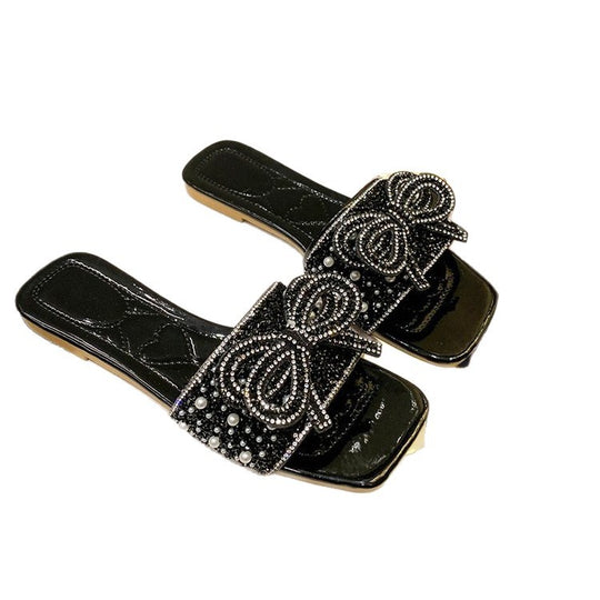 Damen Glitzernde Riemchen-Sandalen mit dekorativer Schleifenverzierung EB