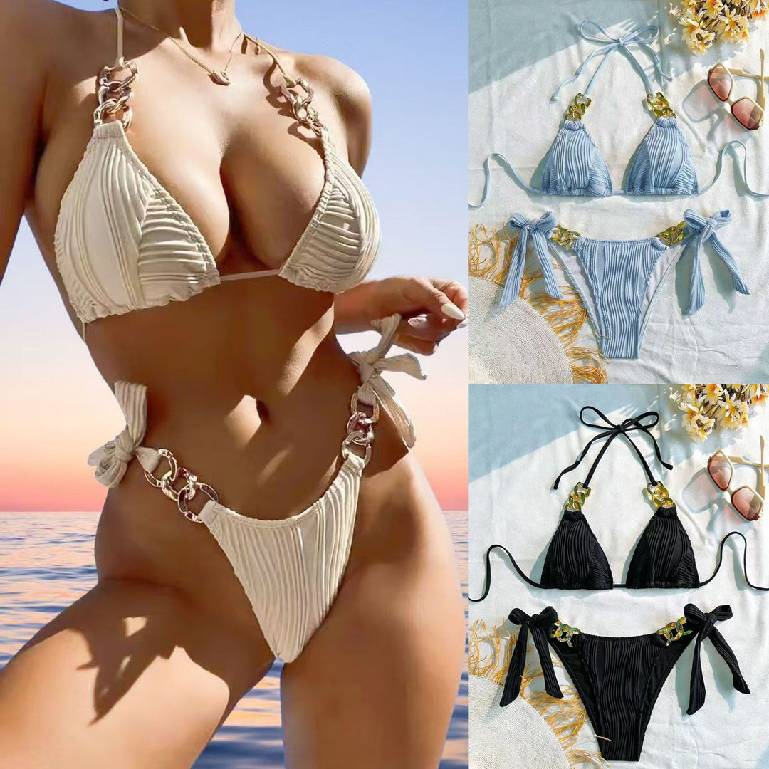 Damen Triangel-Bikini mit raffinierten Kettendetails EB