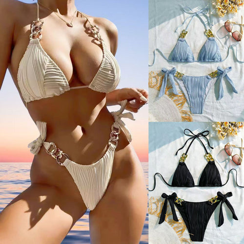 Damen Triangel-Bikini mit raffinierten Kettendetails EB