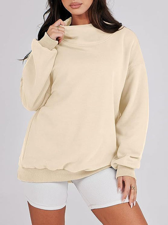 Damen lässiger Oversized Pullover mit schmalem Bund EB
