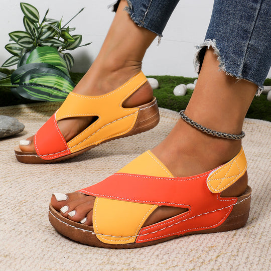 Damen Bequeme orthopädische Sandalen mit verstellbarem Fersenriemen EB