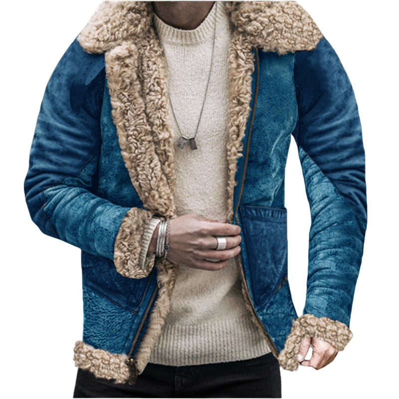 Herren Teddy-Lederjacke mit warmem Innenfutter EB