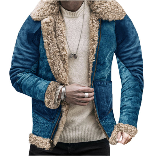 Herren Teddy-Lederjacke mit warmem Innenfutter EB