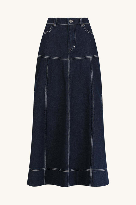 Damen Jeansrock mit seitlichen Taschen und eingearbeiteten Nähten EB