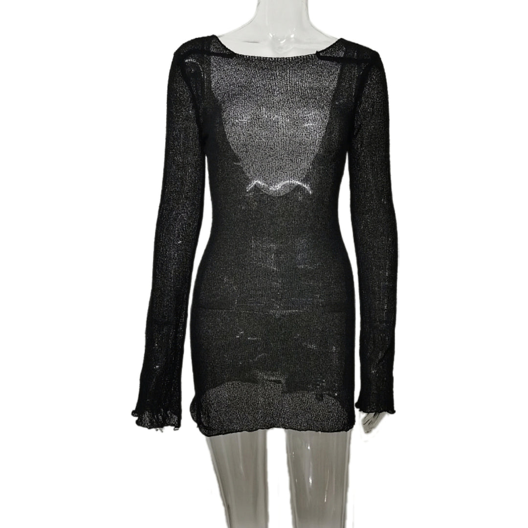 Damen durchscheinendes Häkelkleid EB