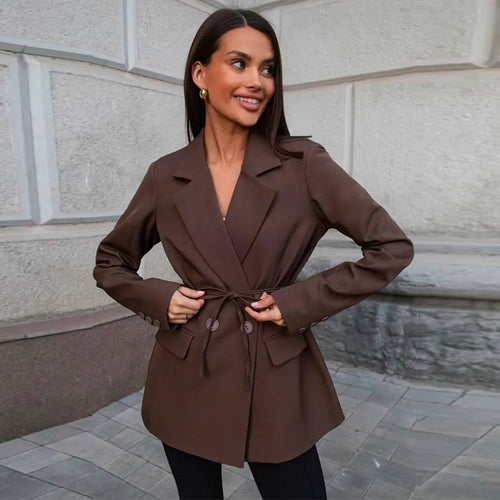 Damen modischer Blazer mit taillierbarem Gürtel EB