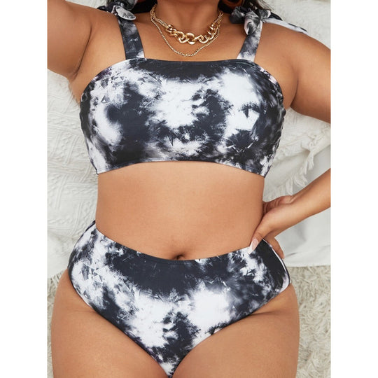 Damen Bikini-Set mit hohem Bund und trendy Crop-Oberteil EB