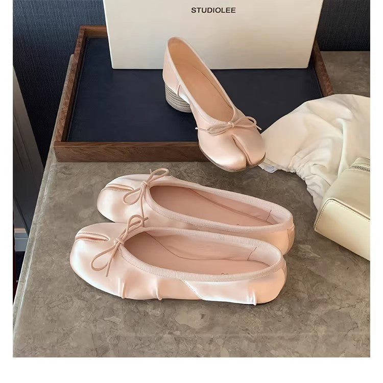 Damen Ballerinas mit modischem Punkte-Design und dekorativem Schleifenakzent EB
