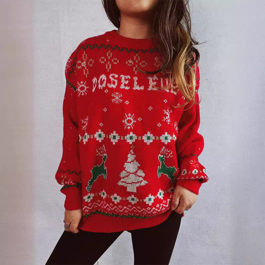 Damen Weihnachts-Pullover mit festlichem Motiv und weichem Material EB