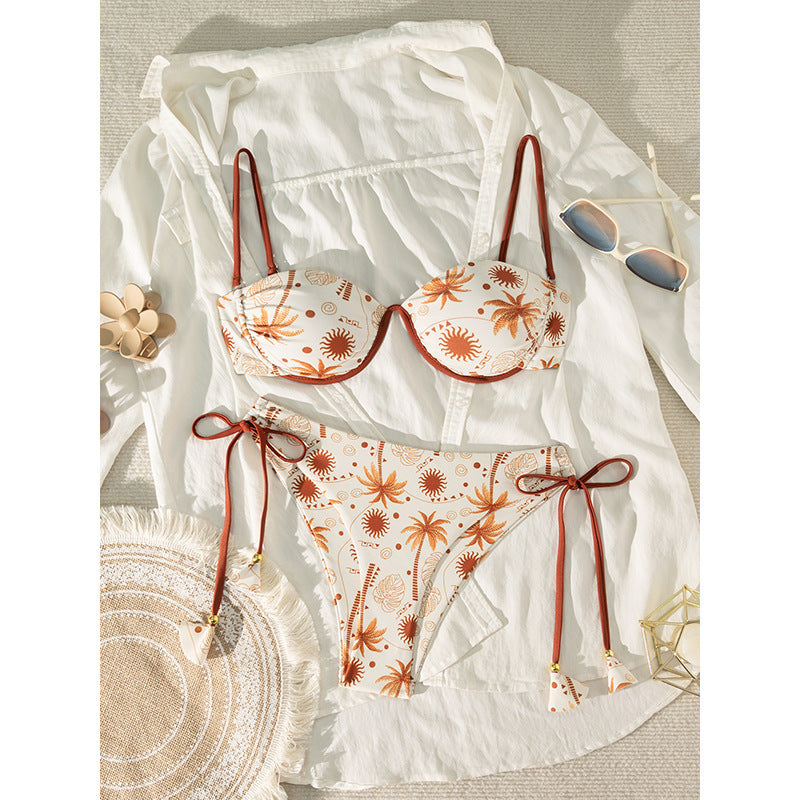 Damen Push-Up-Bikini mit floralem Design und verstellbaren Trägern EB