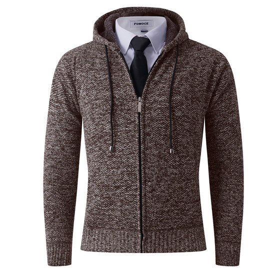 Herren Strickjacke mit Kapuze und strukturierter Verarbeitung EB