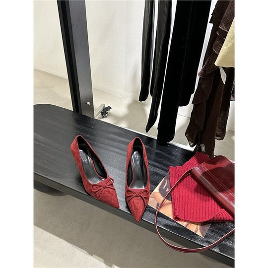 Damen elegante spitze Absätze mit zarter Schleifenverzierung EB