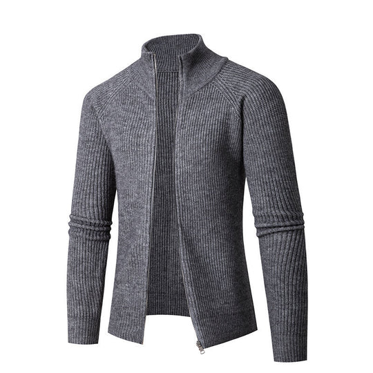 Herren modische Strickjacke mit durchgehendem Reißverschluss und hochgeschlossenem Kragen EB