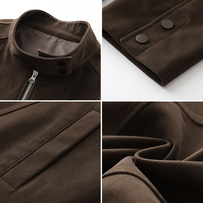 Herren Freizeitjacke aus weichem Kunstleder mit praktischem Kragen und Reißverschluss EB