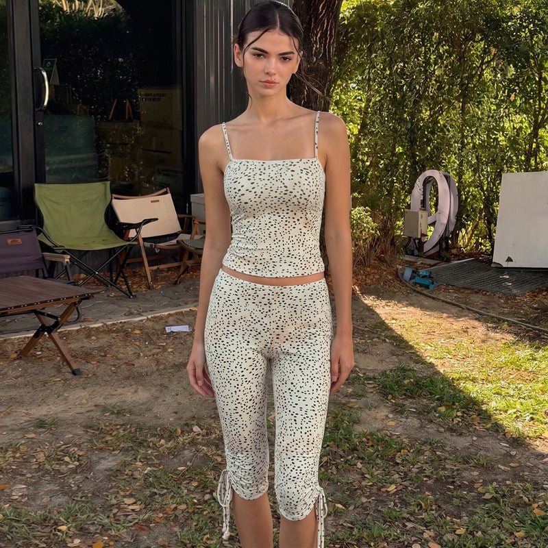 Damen Sportliches Set mit Spitzenträgern EB