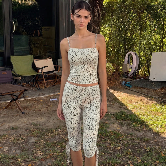 Damen Sportliches Set mit Spitzenträgern EB