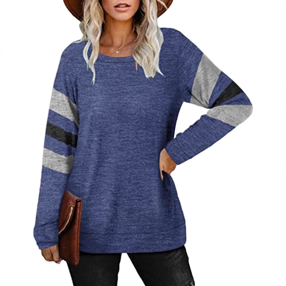 Damen lässiger Oversized Pullover mit sportlichen Streifendetails EB