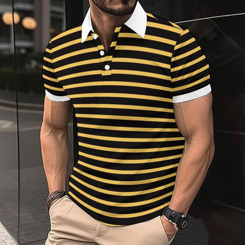 Herren Polo-Shirt mit maritimem Streifenmuster und kontrastierendem Kragen EB