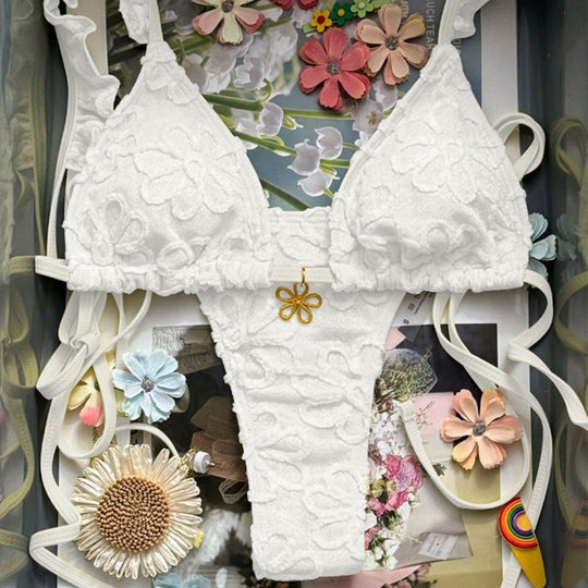 Damen Blumenverziertes Bikini-Set EB