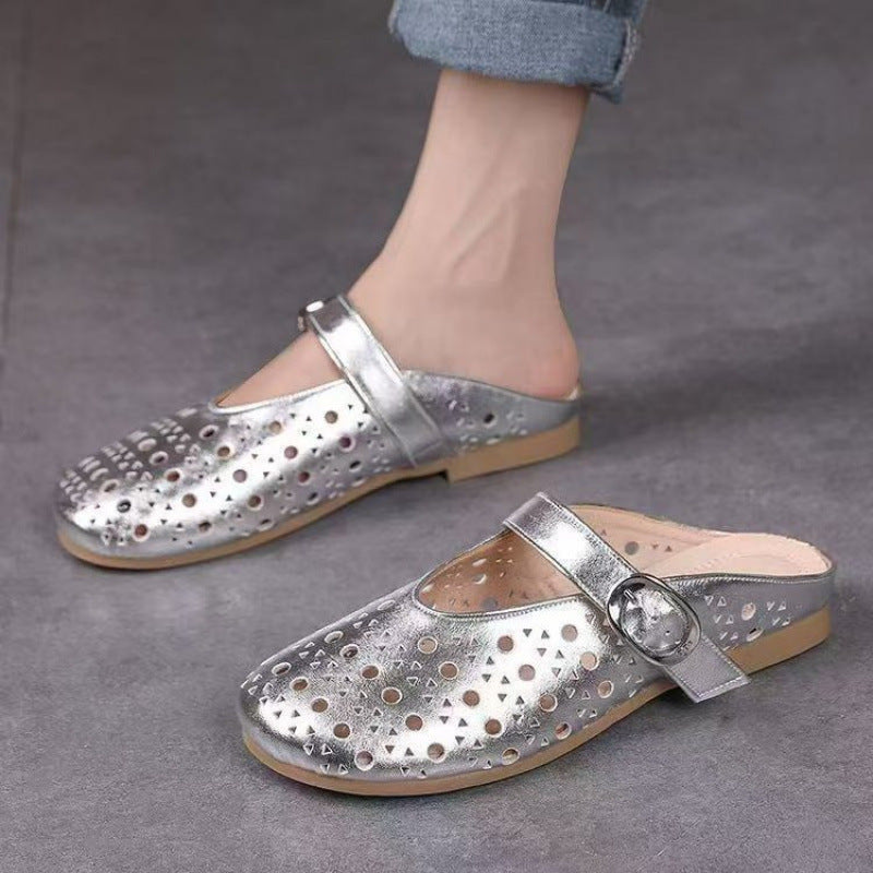 Damen Clogs mit luftigen Cut-Outs und verstellbarem Riemen EB