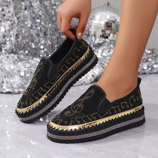 Damen Slip-On Sneakers mit funkelndem Strass EB