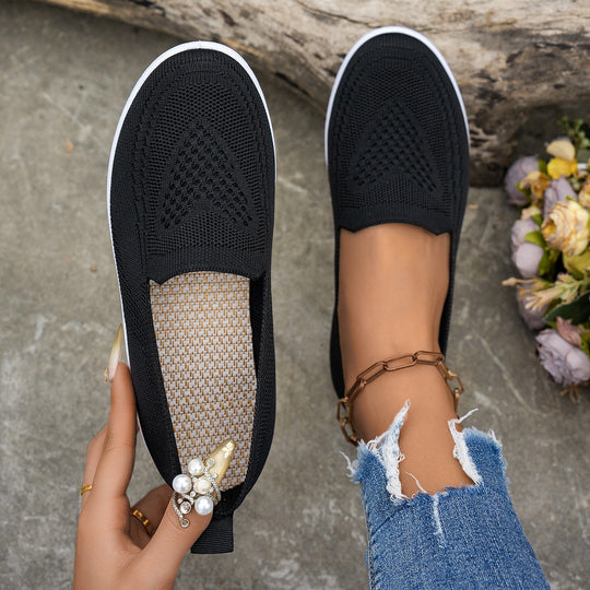 Damen Atmungsaktive Slip-On Freizeitschuhe mit komfortablem Absatz EB
