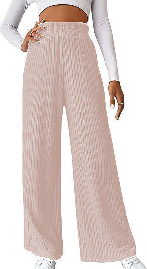 Damen weite Plisseehose mit hohem Bund und elastischem Taillenband EB