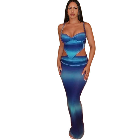 Damen Elegantes Maxikleid mit Taillenschnitt und verführerischem Schnitt EB