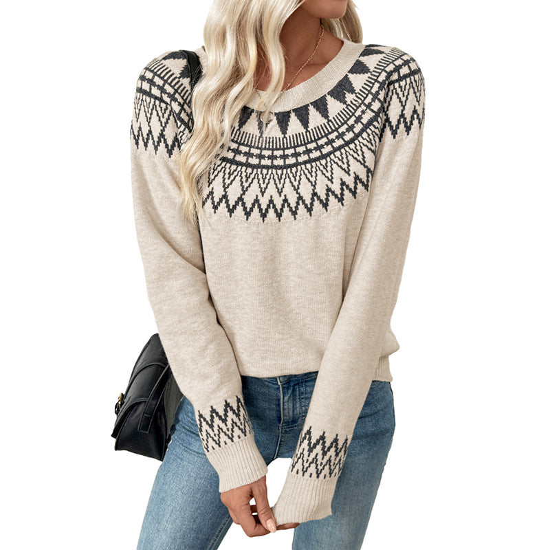 Damen Strickpullover mit nordischem Muster EB