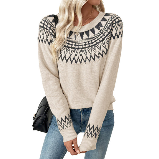 Damen Strickpullover mit nordischem Muster EB