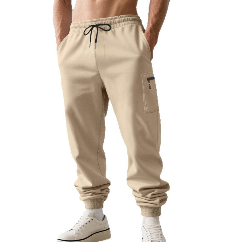 Herren lässige Jogginghose mit Cargo-Reißverschlusstasche, elastischem Bund und gerippten Bündchen EB