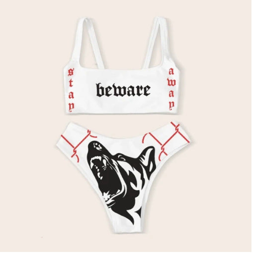 Damen Bandeau Bikini-Set mit auffälligem Grafikdruck EB