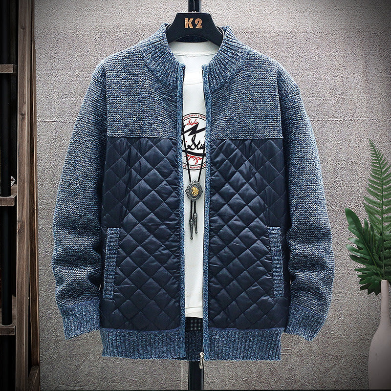 Herren Steppjacke mit Strickdetails und hohem Kragen EB