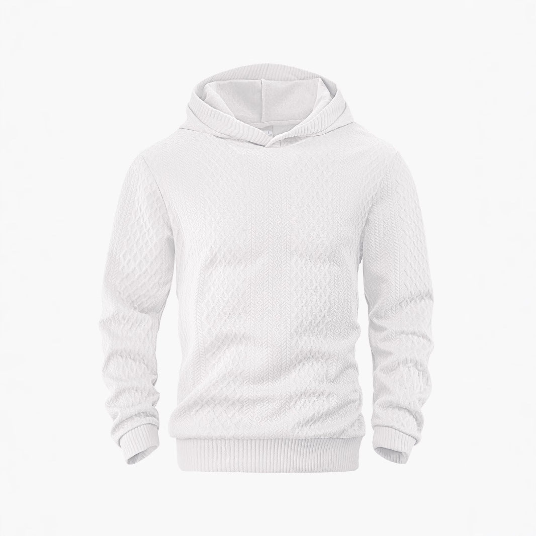 Herren nan strukturierter Schlauchkragen-Pullover mit Kapuze und Waben-Jacquard EB