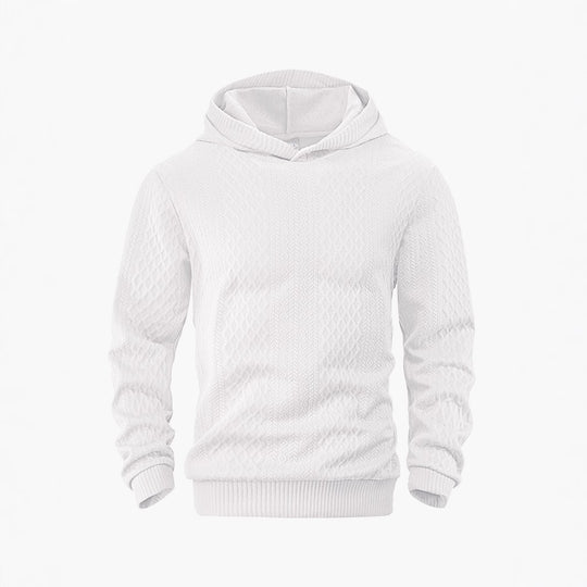 Herren nan strukturierter Schlauchkragen-Pullover mit Kapuze und Waben-Jacquard EB