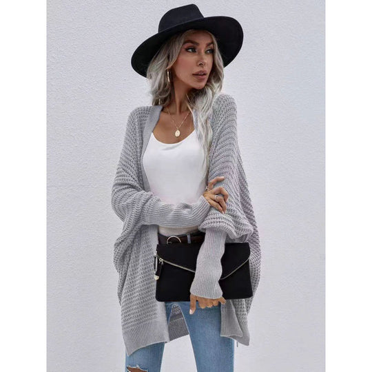 Damen luftige Strickjacke mit offenes Design und feiner Maschenstruktur EB